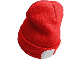 Beanie with headlamp 180 lm, rechargeable, USB, one size, cotton/PE, red