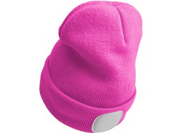 Beanie with headlamp 180 lm, rechargeable, USB, one size, cotton/PE, pink