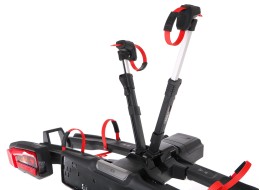 Towbar-mounted bike carrier E-BIKE 2 PRO - 2 electric bikes, load capacity 60kg, foldable