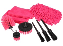 Multifunctional set of tools for car cleaning and washing CAR DETAILING PINK 9, 9 pcs