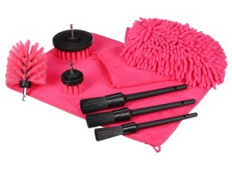 Multifunctional set of tools for car cleaning and washing CAR DETAILING PINK 9, 9 pcs