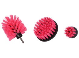 Drill brush set for car cleaning CAR DETAILING DRILL BRUSH PINK 3, 3 pcs