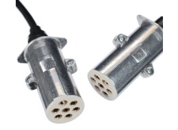 Coiled 7-pin connecting cable type S TRAILER CABLE 12, metal plug, 24V, 3.5m