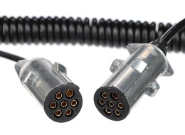 Spiral connecting cable 7-pin type N TRAILER CABLE 13, metal plug, 24V, 3.5m