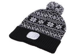 Beanie with headlamp 180 lm, rechargeable, USB, one size, cotton/PE, winter black