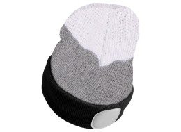 Beanie with headlamp 180 lm, rechargeable, USB, one size, cotton/PE, black/gray/white