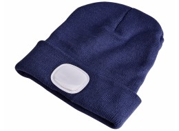 Beanie with headlamp 180 lm, rechargeable, USB, one size, cotton/PE, blue
