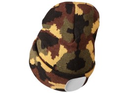 Beanie with headlamp 180 lm, rechargeable, USB, one size, cotton/PE, camouflage