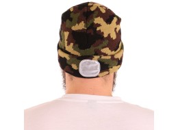 Beanie with headlamp 180 lm, rechargeable, USB, one size, cotton/PE, camouflage