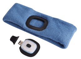Headband with headlamp 180 lm, rechargeable, USB, one size, cotton/PE, blue