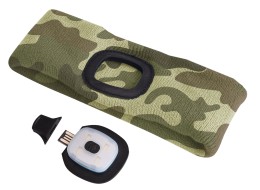 Headband with 180 lm headlamp, rechargeable, USB, one size, cotton/PE, camouflage
