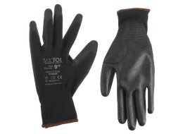 Work gloves made of polyester half-dipped in PU GLOVE PE-PU 9, black, size 9