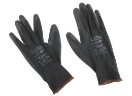 Work gloves made of polyester half-dipped in polyurethane GLOVE PE-PU 9, black, size 9