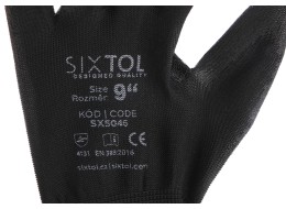 Work gloves made of polyester half-dipped in polyurethane GLOVE PE-PU 9, black, size 9