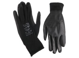 Polyester work gloves partially dipped in PU GLOVE PE-PU 10, black, size 10\