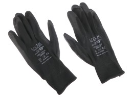 Polyester work gloves dipped in polyurethane GLOVE PE-PU 10, black, size 10