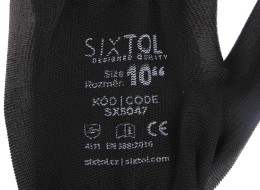 Polyester work gloves partially dipped in PU GLOVE PE-PU 10, black, size 10\