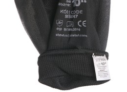 Polyester work gloves dipped in polyurethane GLOVE PE-PU 10, black, size 10