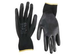 Polyester work gloves partially dipped in PU GLOVE PE-PU 11, black, size 11\