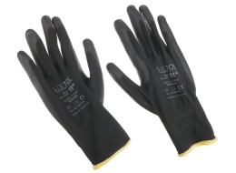 Polyester work gloves partially dipped in PU GLOVE PE-PU 11, black, size 11\