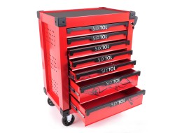 Workshop tool trolley MECHANIC TROLLEY KEVIN RED 182, 7 drawers, 182 pcs of tools
