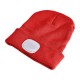 Beanie with headlamp 180 lm, rechargeable, USB, one size, cotton/PE, red
