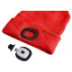 Beanie with headlamp 180 lm, rechargeable, USB, one size, cotton/PE, red