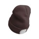 Beanie with headlamp 180 lm, rechargeable, USB, one size, cotton/PE, brown