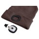 Beanie with headlamp 180 lm, rechargeable, USB, one size, cotton/PE, brown