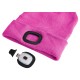 Beanie with headlamp 180 lm, rechargeable, USB, one size, cotton/PE, pink