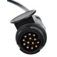 13-pin extension cable - socket + plug TRAILER CABLE 8, 12V, 5m