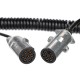 Spiral connecting cable 7-pin type N TRAILER CABLE 13, metal plug, 24V, 3.5m