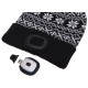 Beanie with headlamp 180 lm, rechargeable, USB, one size, cotton/PE, winter black