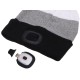 Beanie with headlamp 180 lm, rechargeable, USB, one size, cotton/PE, black/gray/white