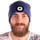 Beanie with headlamp 180 lm, rechargeable, USB, one size, cotton/PE, blue
