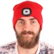 Beanie with headlamp 180 lm, rechargeable, USB, one size, cotton/PE, red