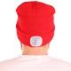 Beanie with headlamp 180 lm, rechargeable, USB, one size, cotton/PE, red