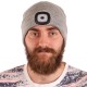 Beanie with headlamp 180 lm, rechargeable, USB, one size, cotton/PE, light gray