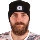 Beanie with headlamp 180 lm, rechargeable, USB, one size, cotton/PE, black