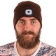 Beanie with headlamp 180 lm, rechargeable, USB, one size, cotton/PE, brown