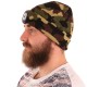Beanie with headlamp 180 lm, rechargeable, USB, one size, cotton/PE, camouflage