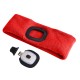 Headband with 180 lm headlamp, rechargeable, USB, one size, cotton/PE, red