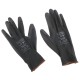 Work gloves made of polyester half-dipped in PU GLOVE PE-PU 9, black, size 9