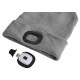 Beanie with headlamp 180 lm, rechargeable, USB, one size, cotton/PE, light gray