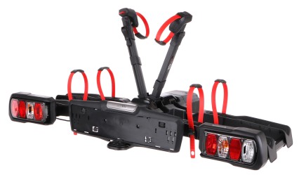 Towbar-mounted bike carrier E-BIKE 2 PREMIUM - 2 e-bikes, load capacity 60 kg, foldable