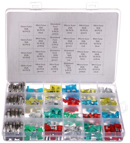 Set of blade and glass automotive fuses MECHANIC FUSE SET 215