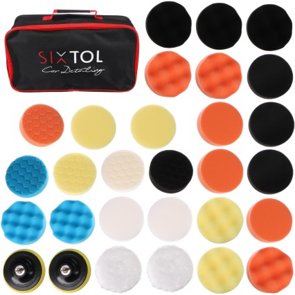 Set of polishing pads/sponges with a carrier for car cleaning CAR DETAILING PAD 30, 30pcs