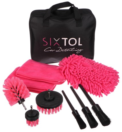 Multifunctional set of tools for car cleaning and washing CAR DETAILING PINK 9, 9 pcs