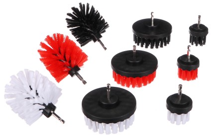 Set of brushes for a drill for cleaning a car CAR DETAILING DRILL BRUSH 9, 9pcs