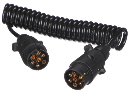 Coiled interconnecting cable for trailer plugs TRAILER CABLE 3, 7-7pin, 3m